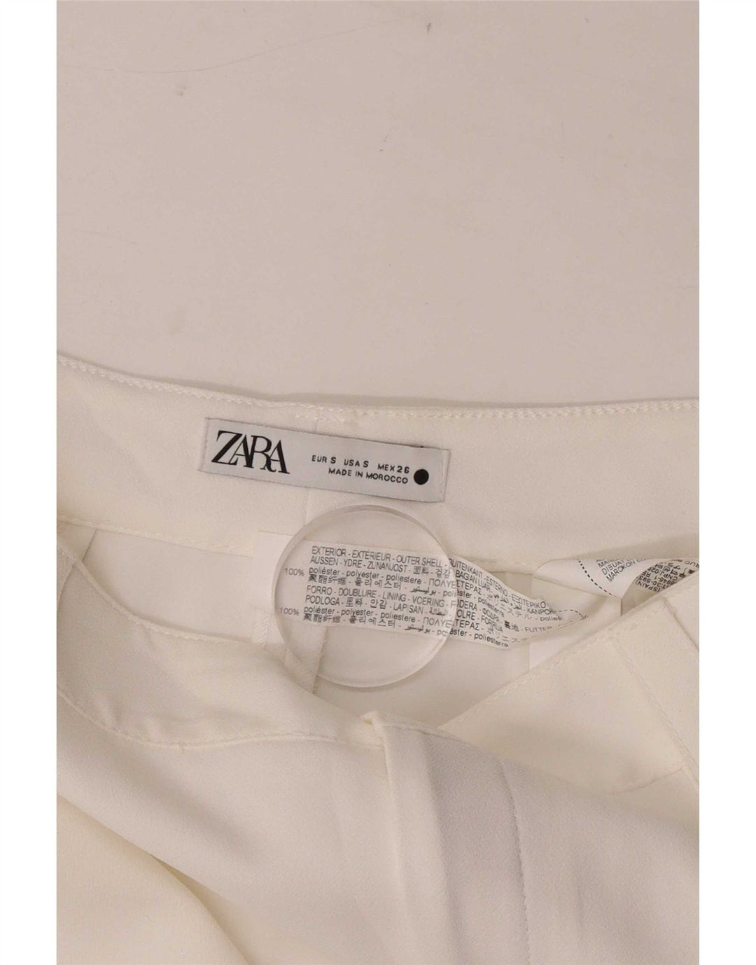 Gerade Freizeithose für Damen von Zara, Größe S, W26, L32, Weiß, Polyester