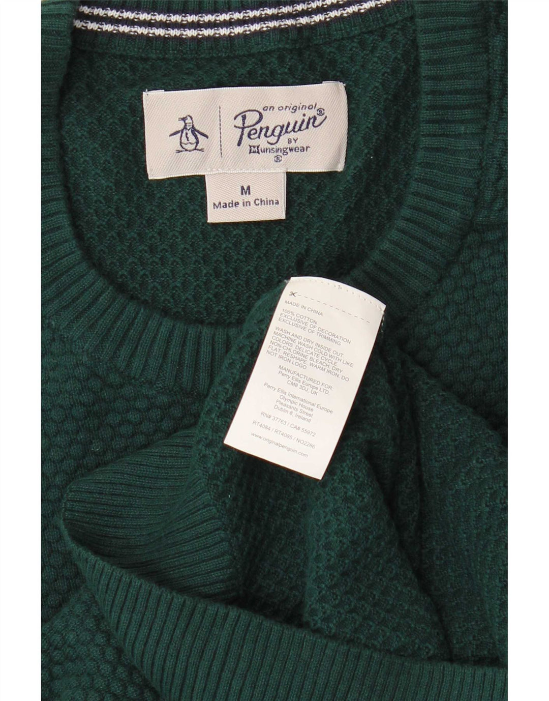 Penguin Herren-Pullover mit Rundhalsausschnitt, mittelgrüne Baumwolle