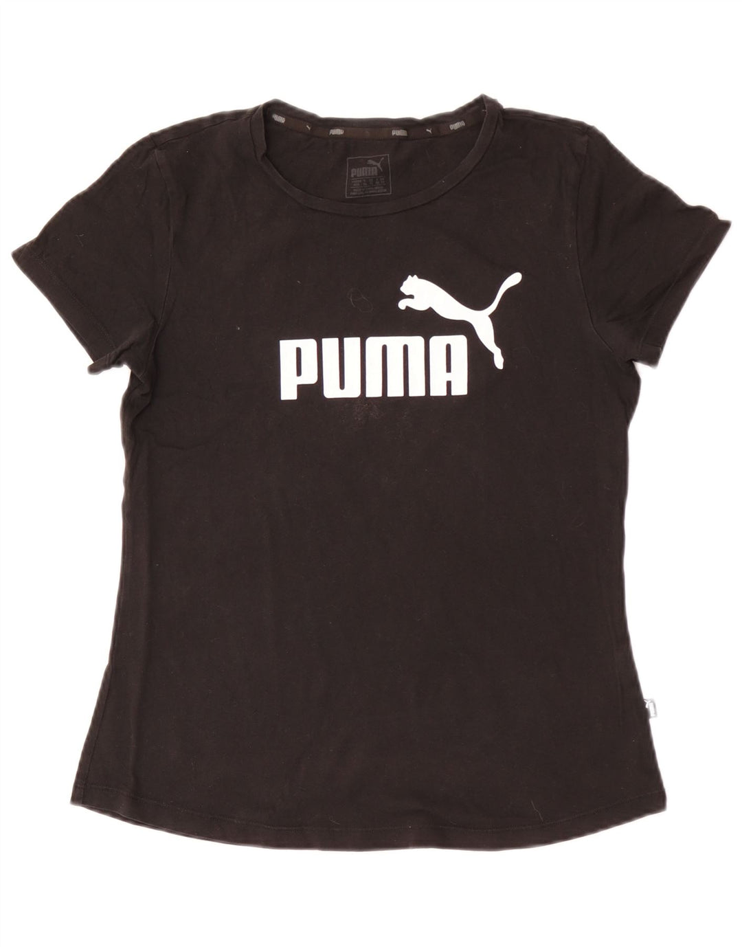 Puma Damen Graphic T-Shirt Top UK 12 Medium Schwarz