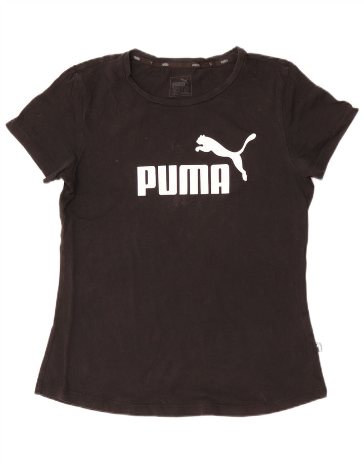 Puma Damen Graphic T-Shirt Top UK 12 Medium Schwarz