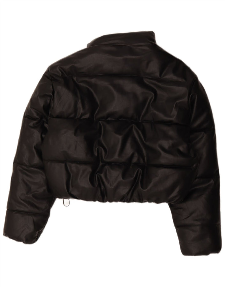 Zara Damen Crop Oversized Wattierte Jacke UK 10 Small Schwarz Polyester