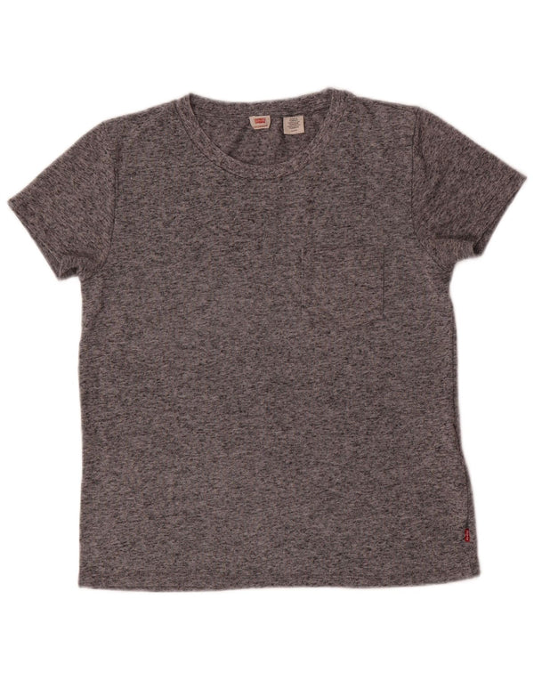 LEVI'S Damen T-Shirt Top UK 10 Small Grau geflecktes Polyester