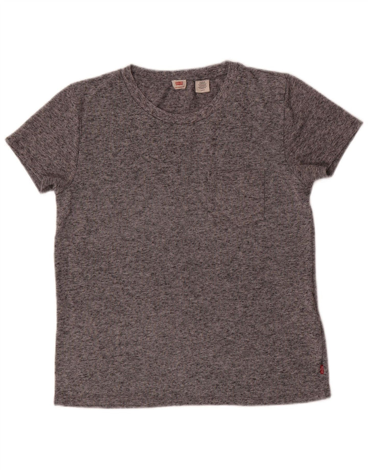 LEVI'S Damen T-Shirt Top UK 10 Small Grau geflecktes Polyester