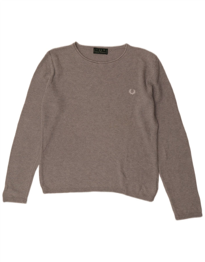 Fred Perry Herren-Pullover mit U-Boot-Ausschnitt, XL, graue Baumwolle