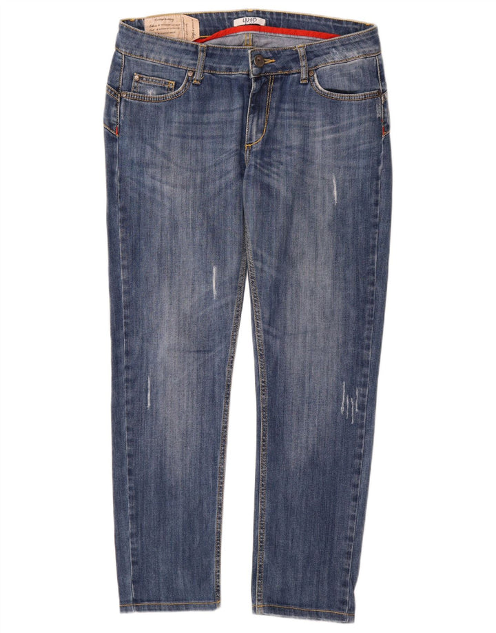 Liu Jo Damen Distressed Slim Jeans W33 L29 Blaue Baumwolle
