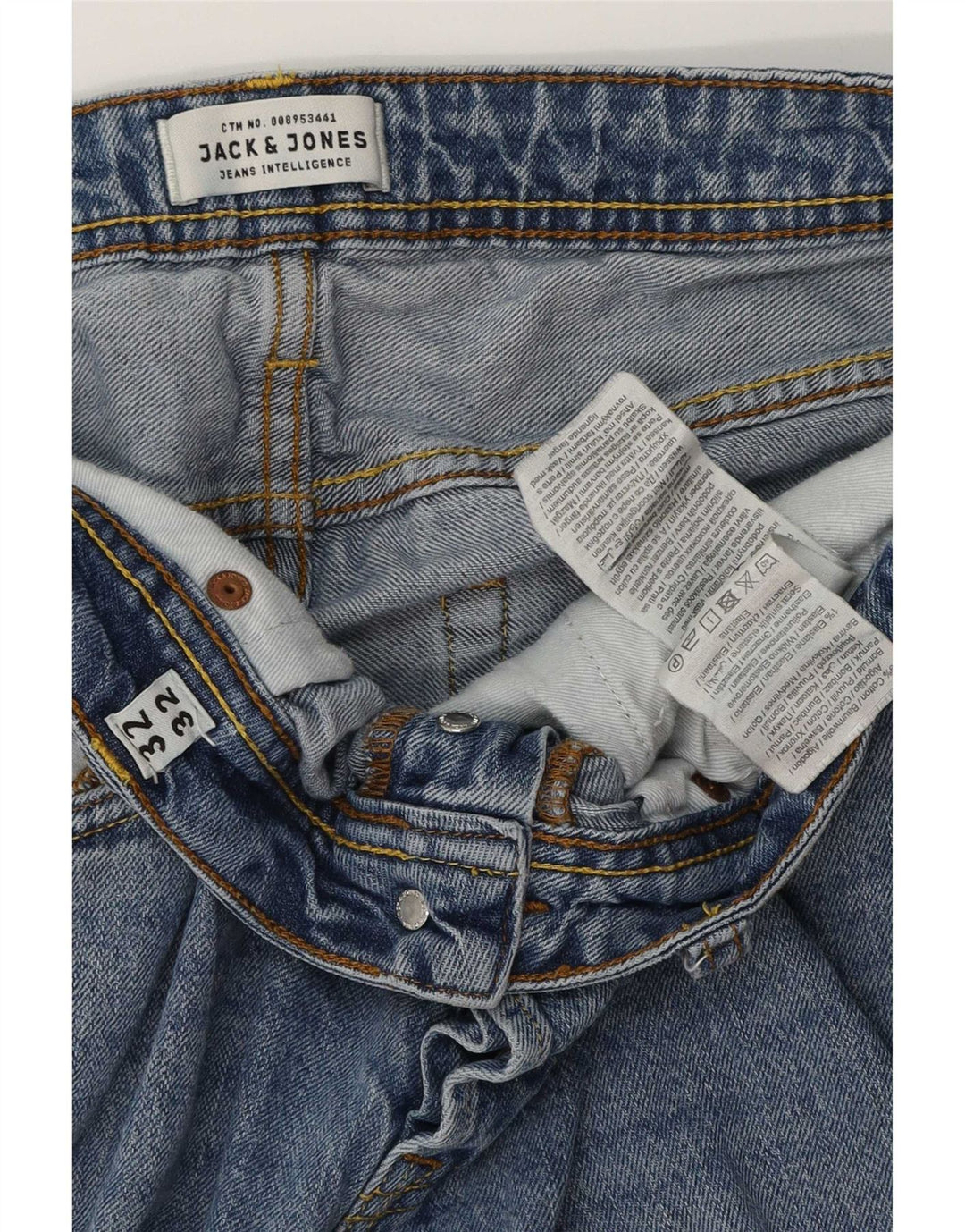 Jack & Jones Herren Tim Slim Jeans W32 L32 Blaue Baumwolle
