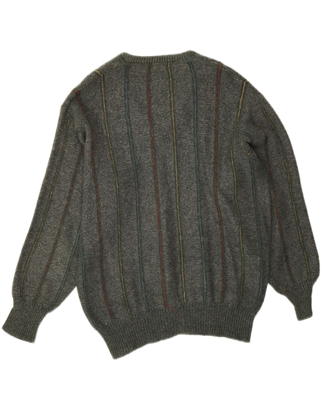 Vintage Herren Pullover mit V-Ausschnitt XL Khaki gestreift