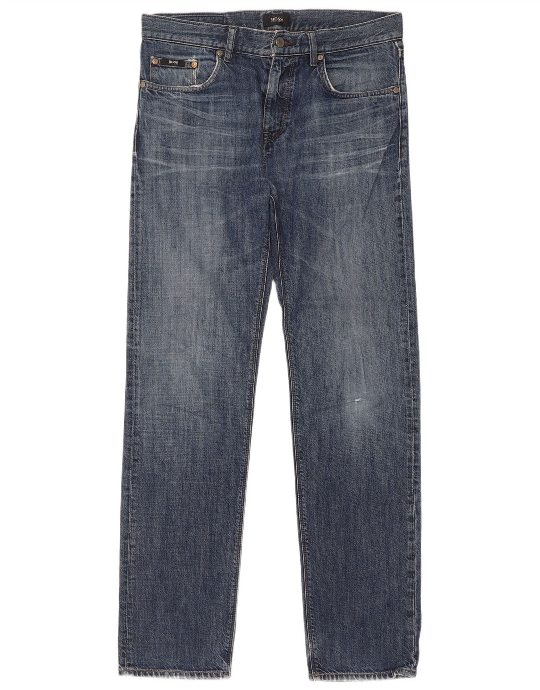 Hugo Boss Herren Straight Jeans W32 L34 Blaue Baumwolle