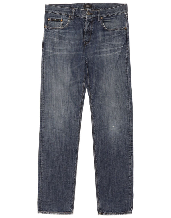 Hugo Boss Mens Straight Jeans W32 L34 Blue Cotton