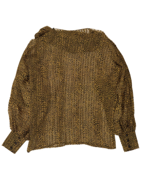 Vintage Damen LangarmBluse Top UK 16 Großer grüner Tierdruck