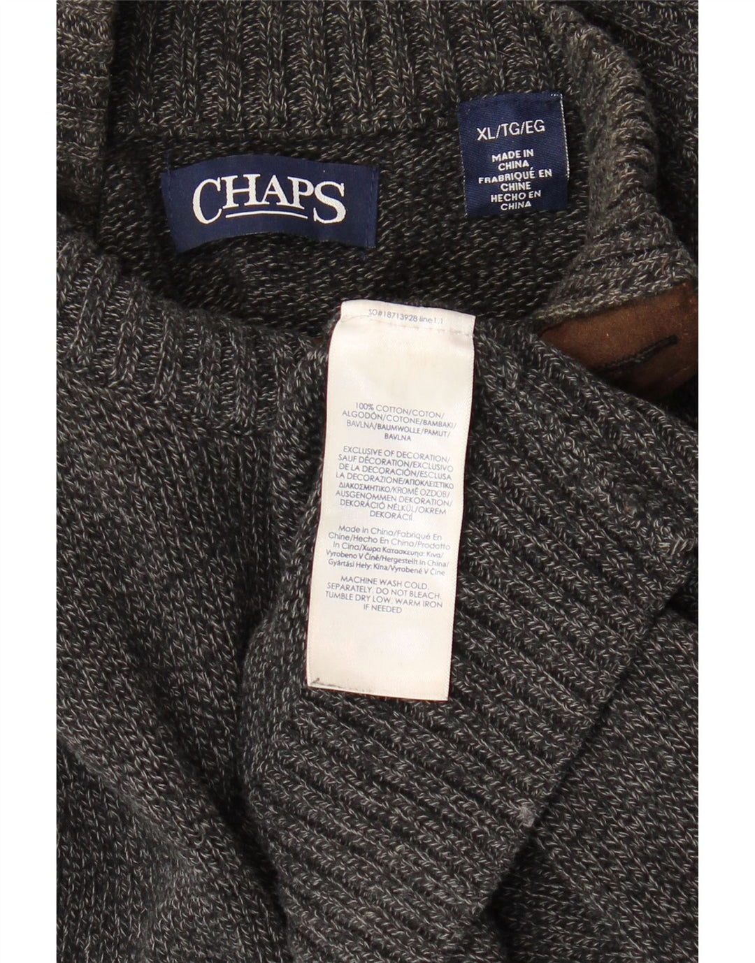 CHAPS Herren-Pullover mit Knopfkragen, XL, grau meliert, Baumwolle