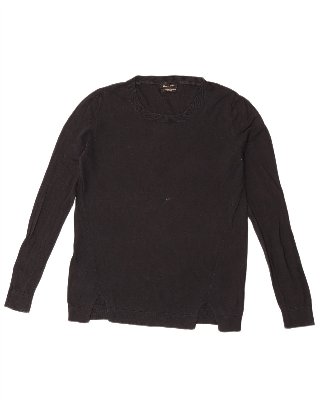 Massimo Dutti Damen-Pullover mit Rundhalsausschnitt, UK 14, mittlere schwarze Baumwolle