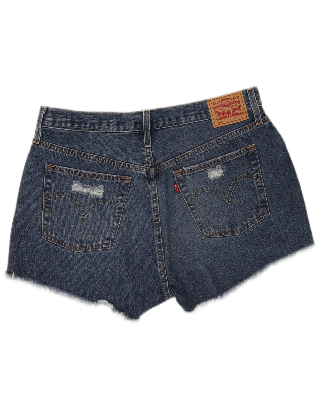 Levi's Damen 501 Distressed Denim Shorts W32 Große blaue Baumwolle