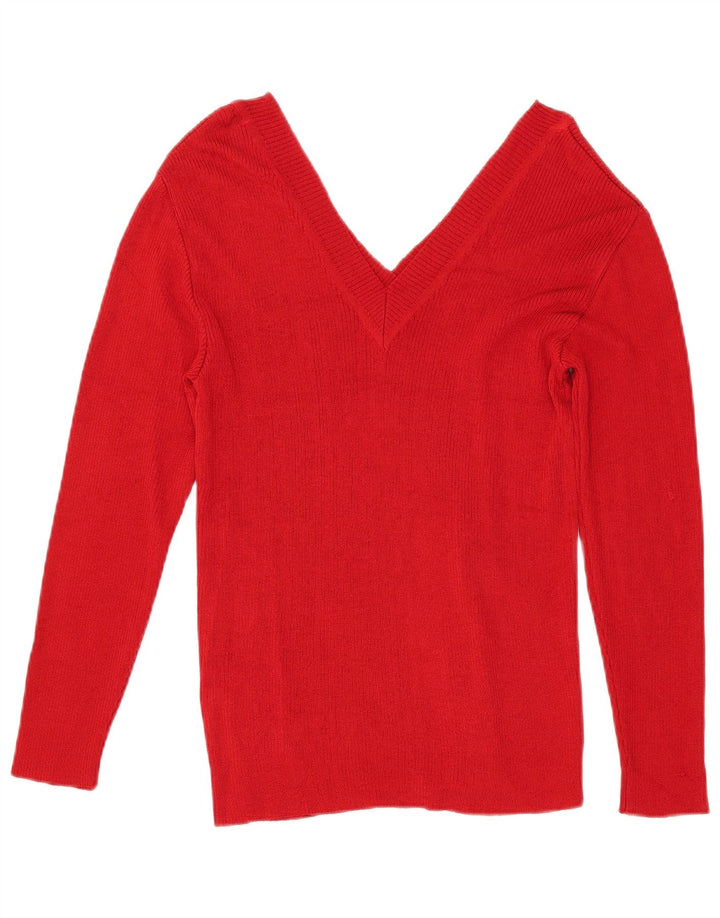 Vogue Damen-Pullover mit V-Ausschnitt, UK 14, Größe L, rote Viskose