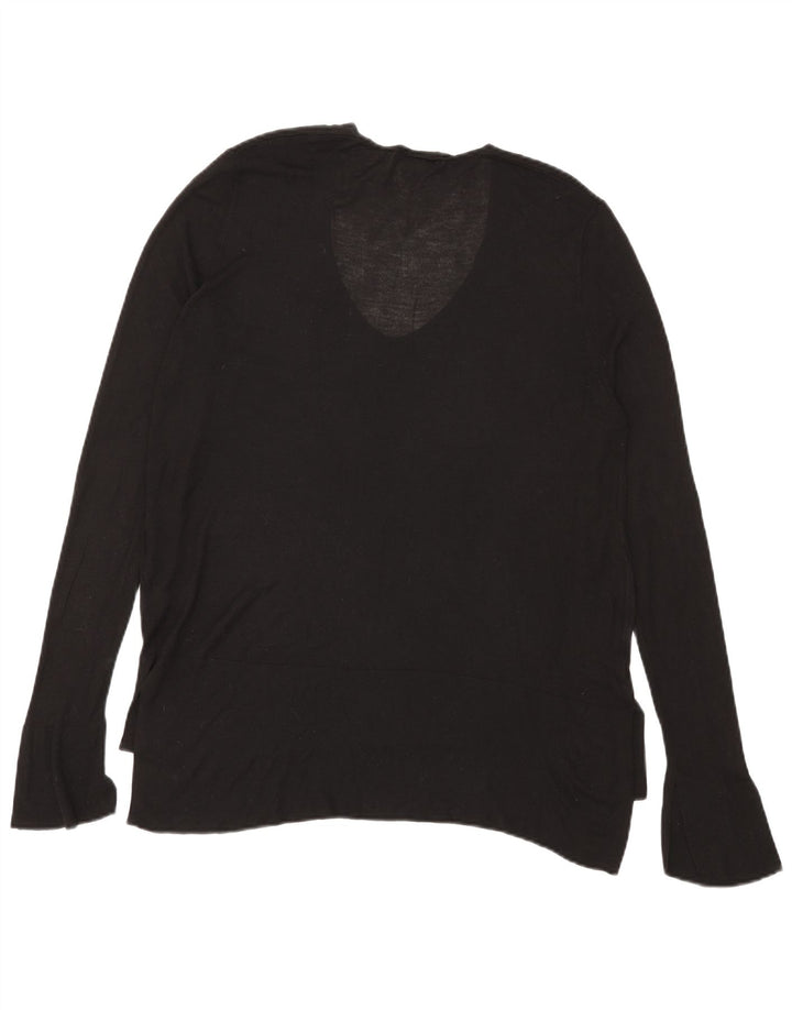 Zara Damen Top Langarm UK 16 Large Schwarz Viskose