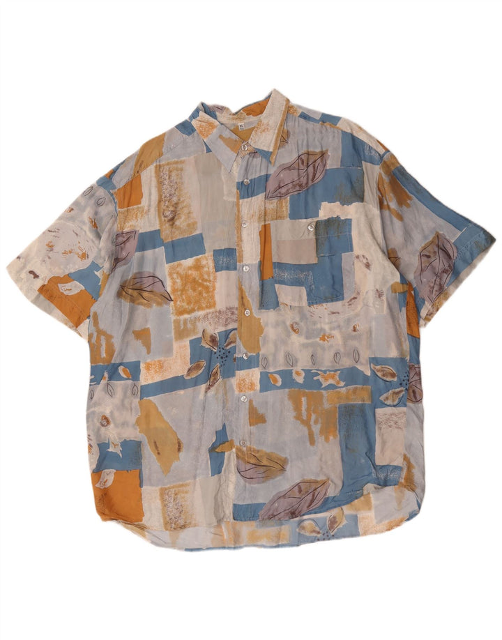 Vintage Herren Hemd mit abstraktem Muster, Größe 43/44 XL, mehrfarbig