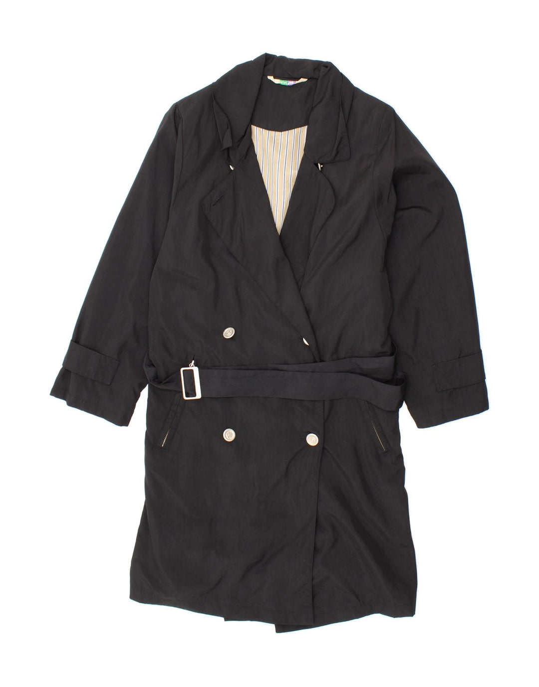 NEW FAST Womens Trench Coat UK 10 Small Black Vintage New Fast and Second-Hand New Fast from Messina Hembry 