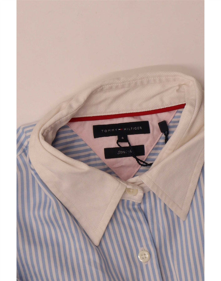 Tommy Hilfiger Damenhemd US 6 Mittelblaue Nadelstreifen-Baumwolle