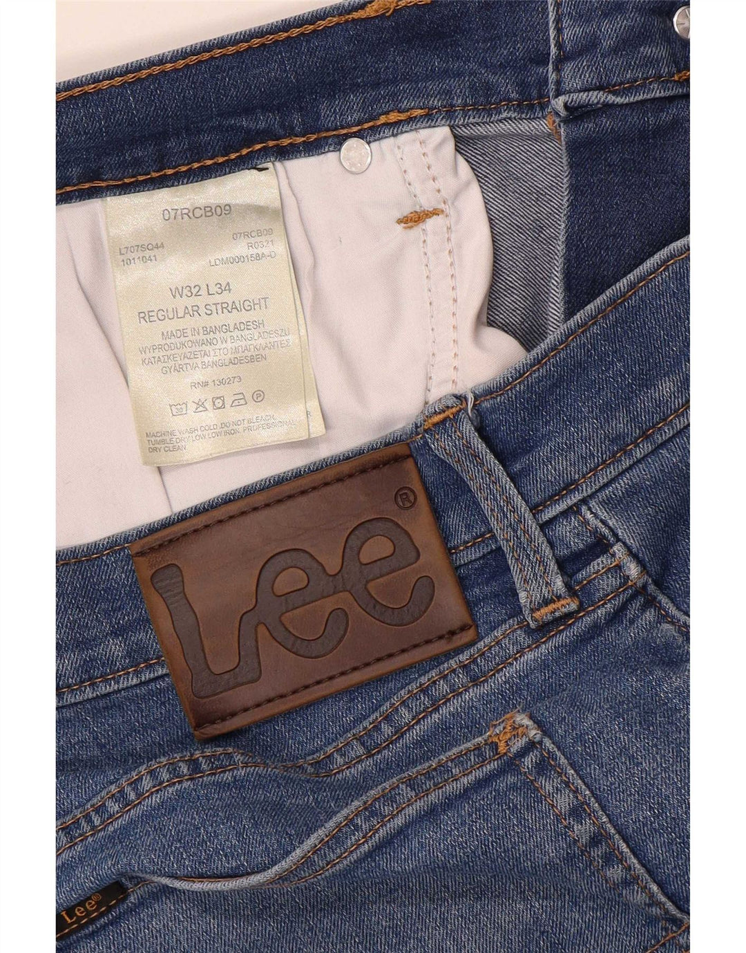 Lee Herren Regular Straight Jeans W32 L34 Blaue Baumwolle