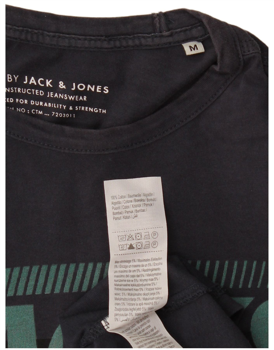 JACK & JONES Herren-T-Shirt mit Grafik, mittlere marineblaue Baumwolle