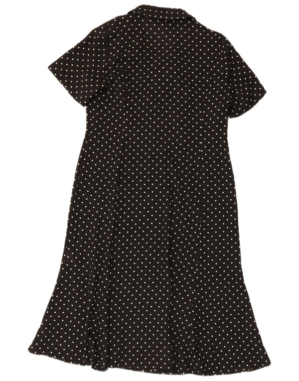 Eastex Damen-Hemdkleid mit kurzen Ärmeln, UK 12, mittelgroß, schwarz gepunktet