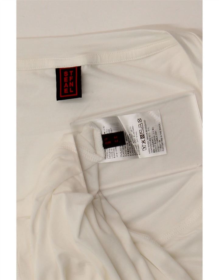 Stefanel Damen Weste Top UK 14 Medium Weiß Lyocell