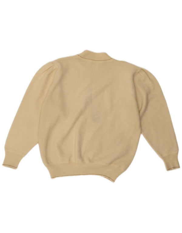 Vintage Damen Rollkragenpullover mit grafischem Rollkragen, Gr. 18, XL, Beige