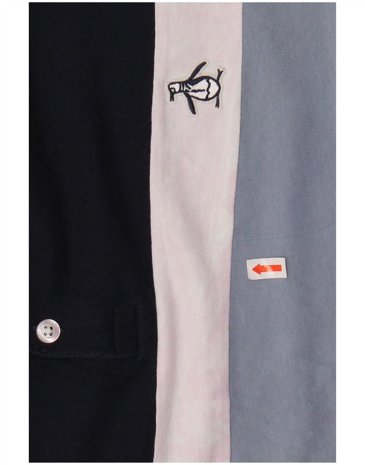 PENGUIN Herren Poloshirt XL Marineblau gestreift aus Baumwolle