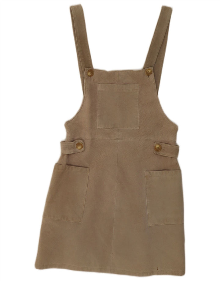 Vintage Damen Wildleder Pinafore Rock W28 Medium Beige