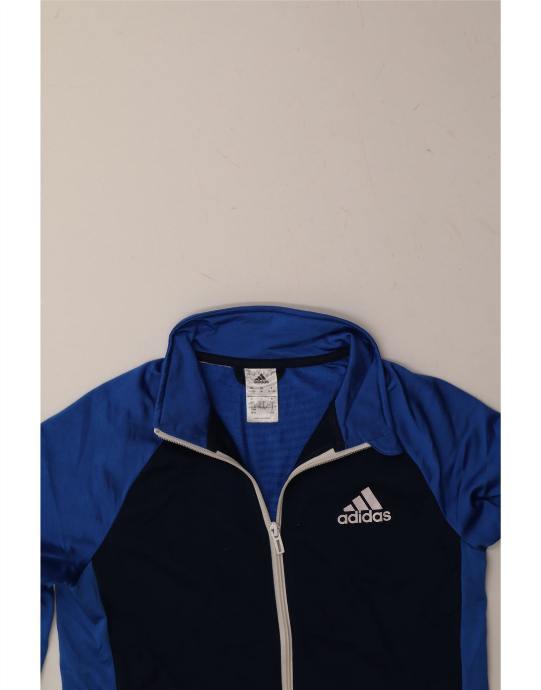 ADIDAS Boys Tracksuit Top Jacket 11-12 Years Blue Colourblock Polyester Vintage Adidas and Second-Hand Adidas from Messina Hembry 