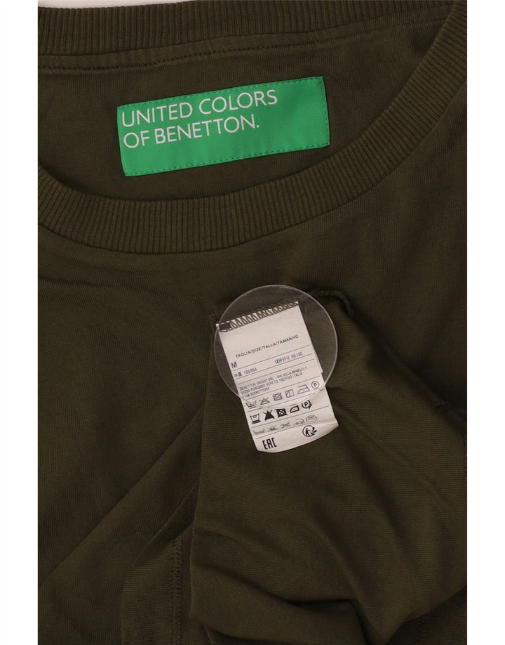 Benetton Damen T-Shirt Top UK 14 Medium Khaki Baumwolle