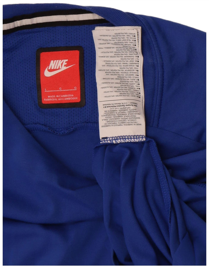 Nike Herren-T-Shirt-Oberteil, großes blaues Farbblock-Polyester