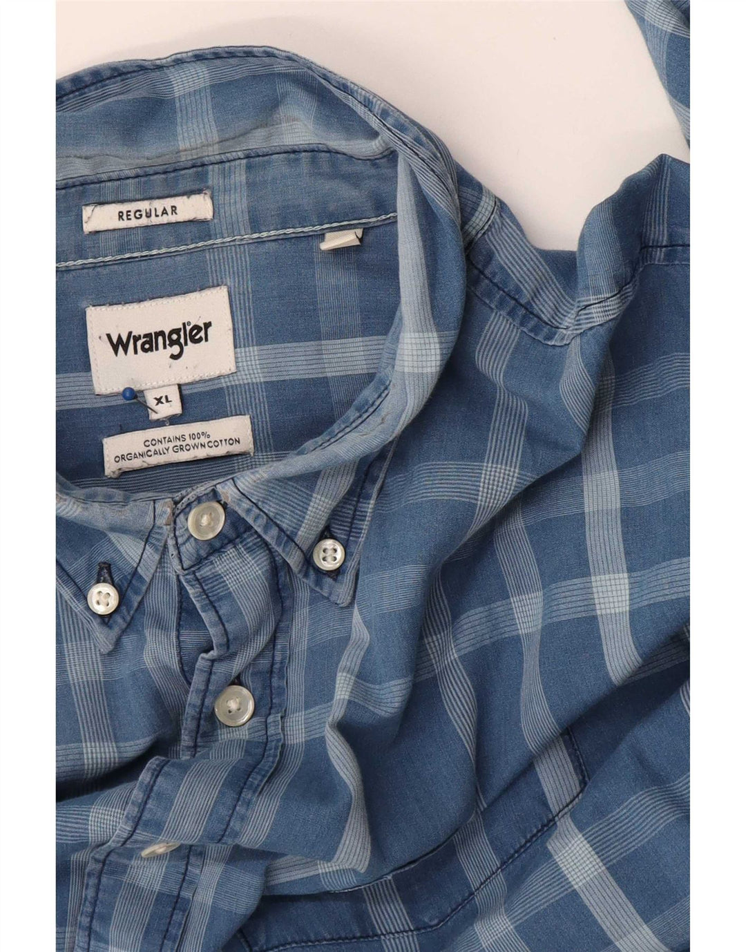 Wrangler Herren-Hemd mit normaler Passform, XL, blau kariert, Baumwolle