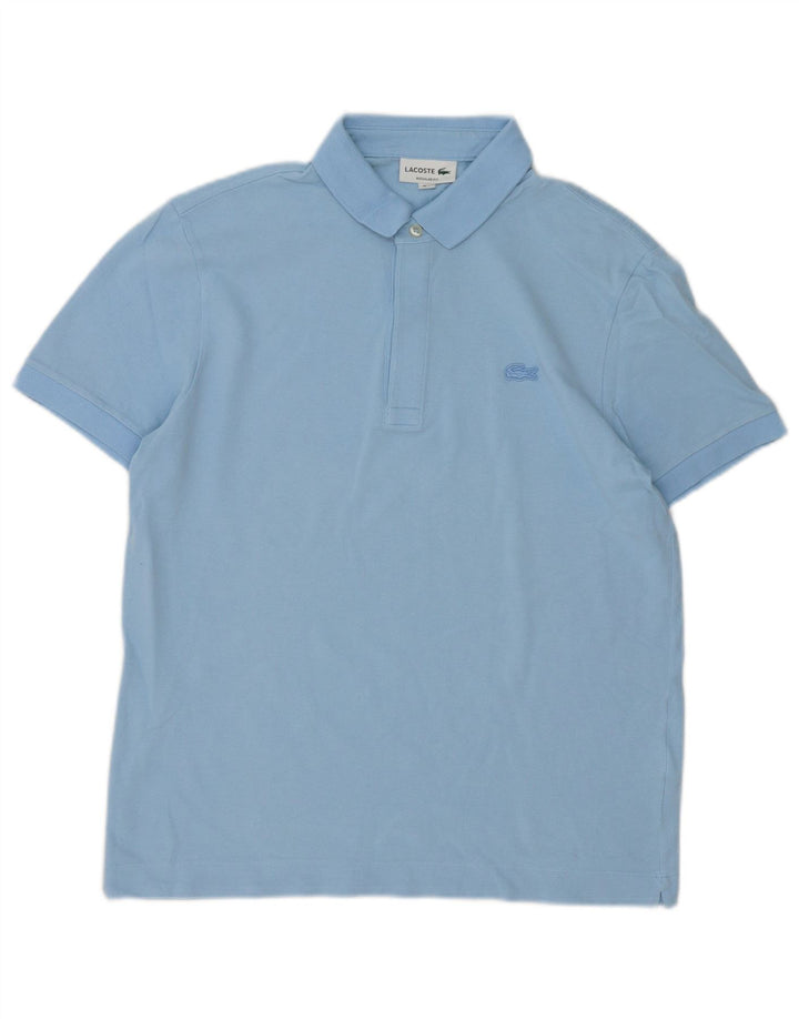 Lacoste Herren-Poloshirt mit normaler Passform, Größe 4, mittelblaue Baumwolle