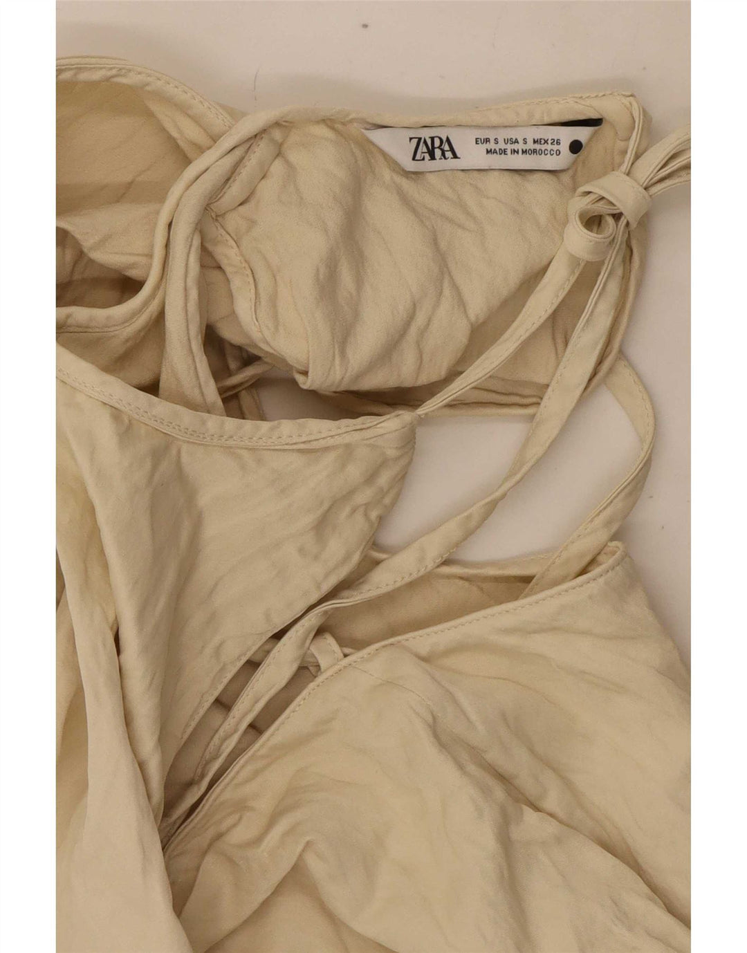 Zara Damen Neckholder-Top UK 10 Small Off White Viscose