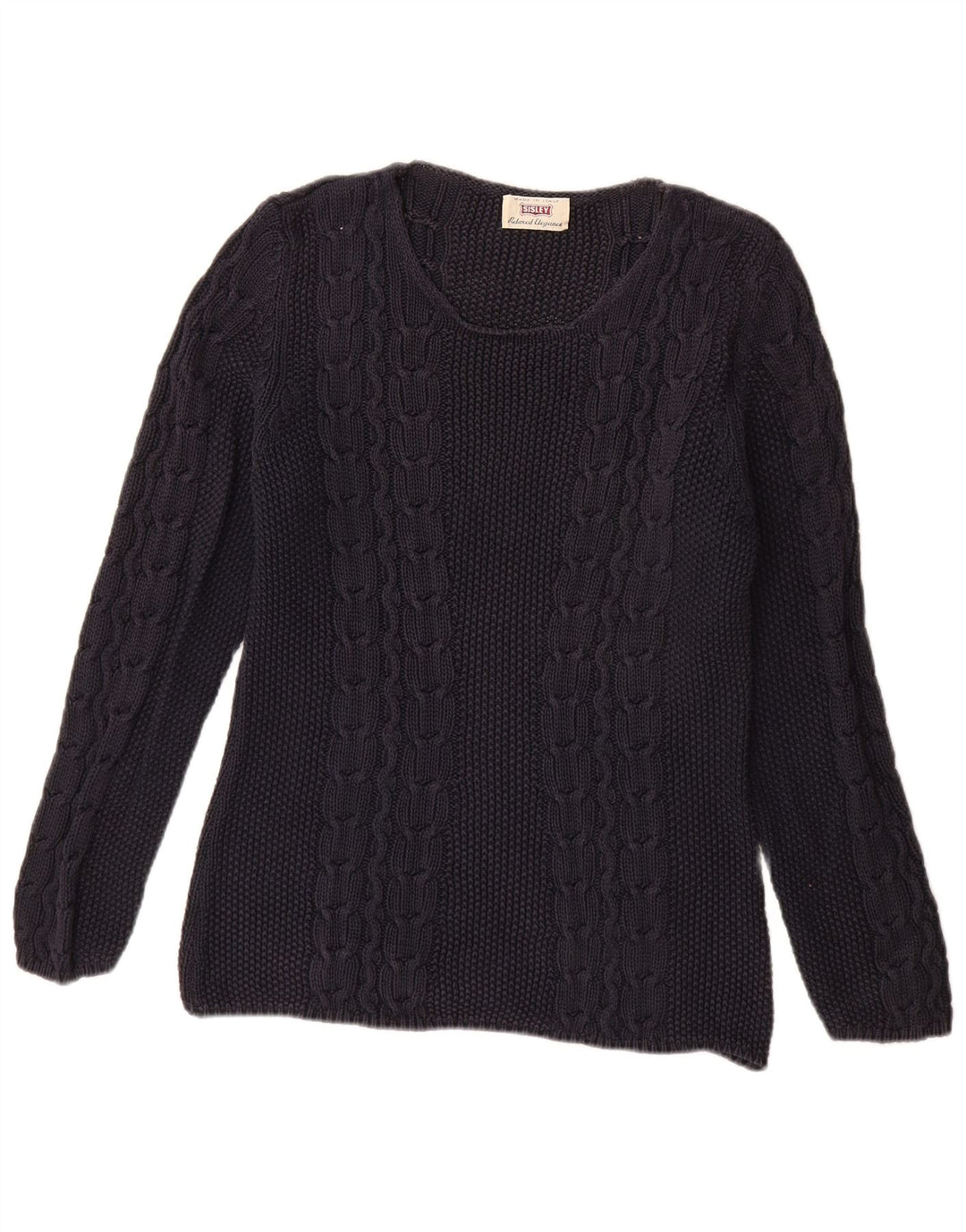 SISLEY Damen-Pullover mit U-Boot-Ausschnitt, UK 14, mittleres Marineblau