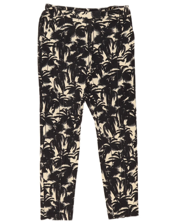 Topshop Damen Graphic Slim Cropped-Hose UK 10 Small W28 L26 Schwarz