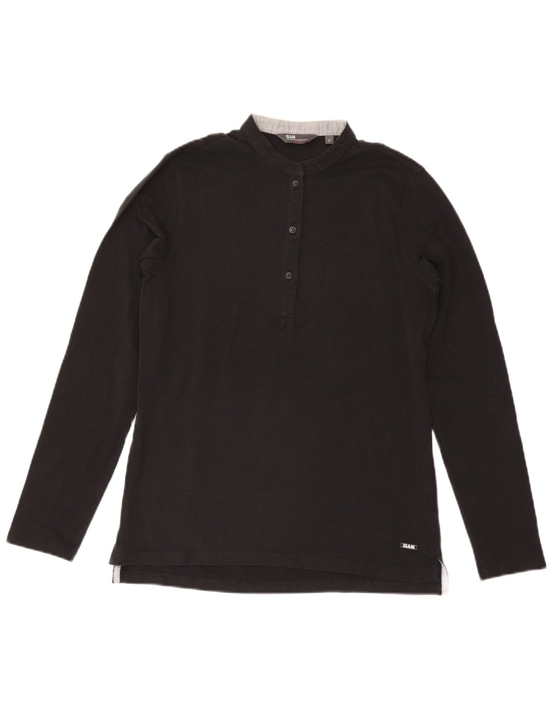 Slam Damen Top Langarm UK 12 Medium Schwarz Baumwolle