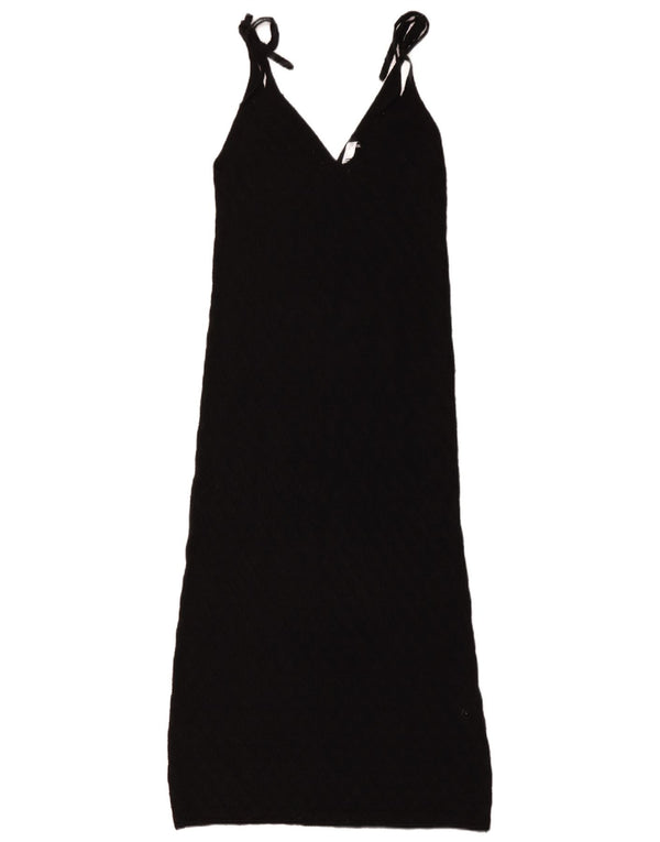Zara Damen Durchsichtiges Strick-Maxikleid, Größe S, Schwarz, Baumwolle