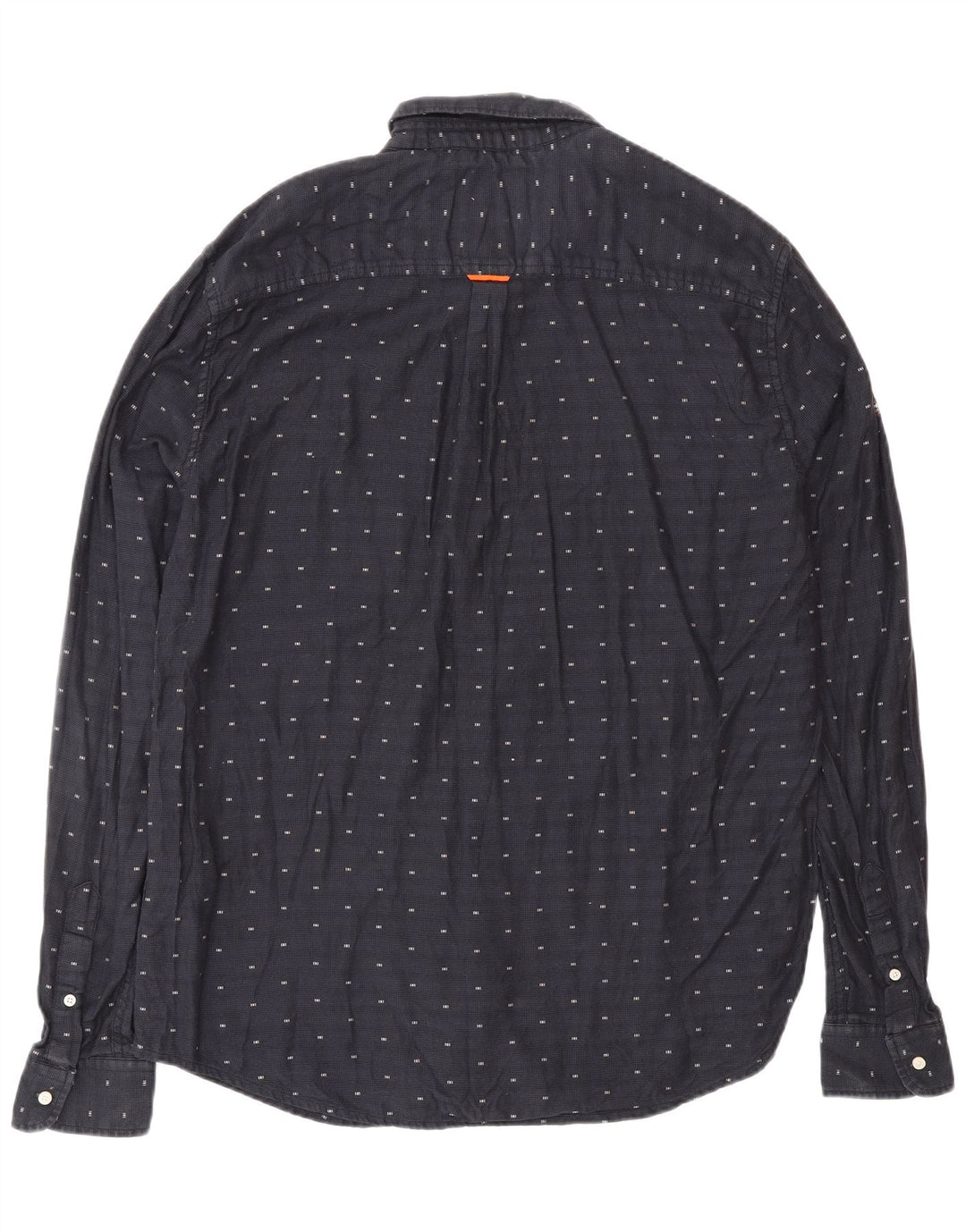 SUPERDRY Herren-Hemd in normaler Passform XL aus marineblau gepunkteter Baumwolle