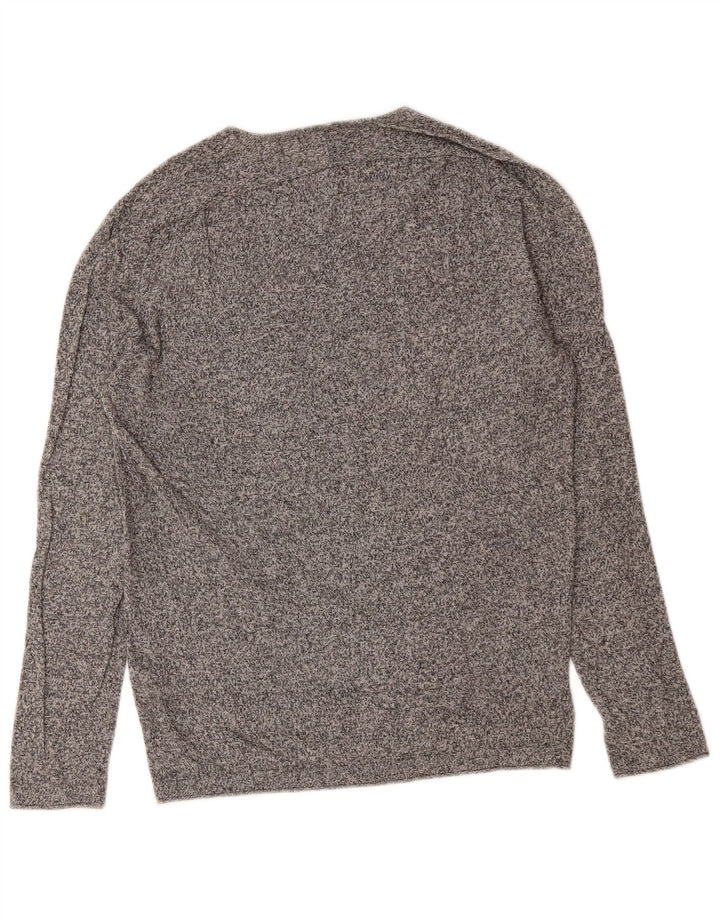 ZARA Mens Boat Neck Jumper Sweater Small Grey Flecked Cotton