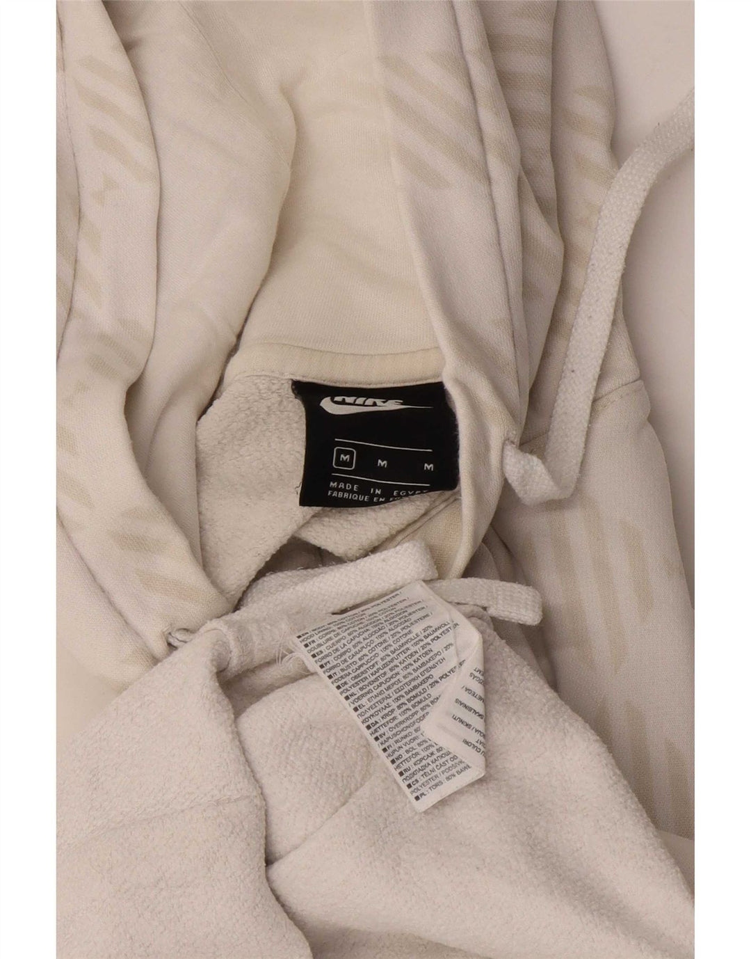 Nike Damen-Pullover mit übergroßem Kapuzenpullover, UK 14, mittelweiße, geometrische Baumwolle