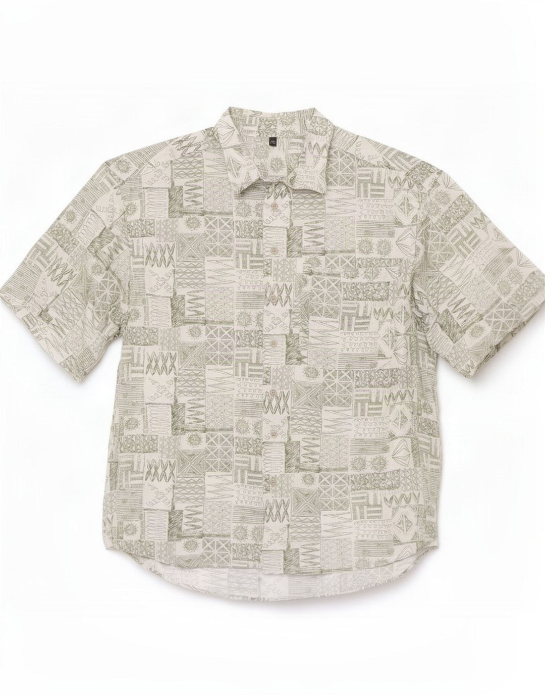 Club D'Amingo Herren-Kurzarmhemd, Größe 41/42, großes grünes Patchwork