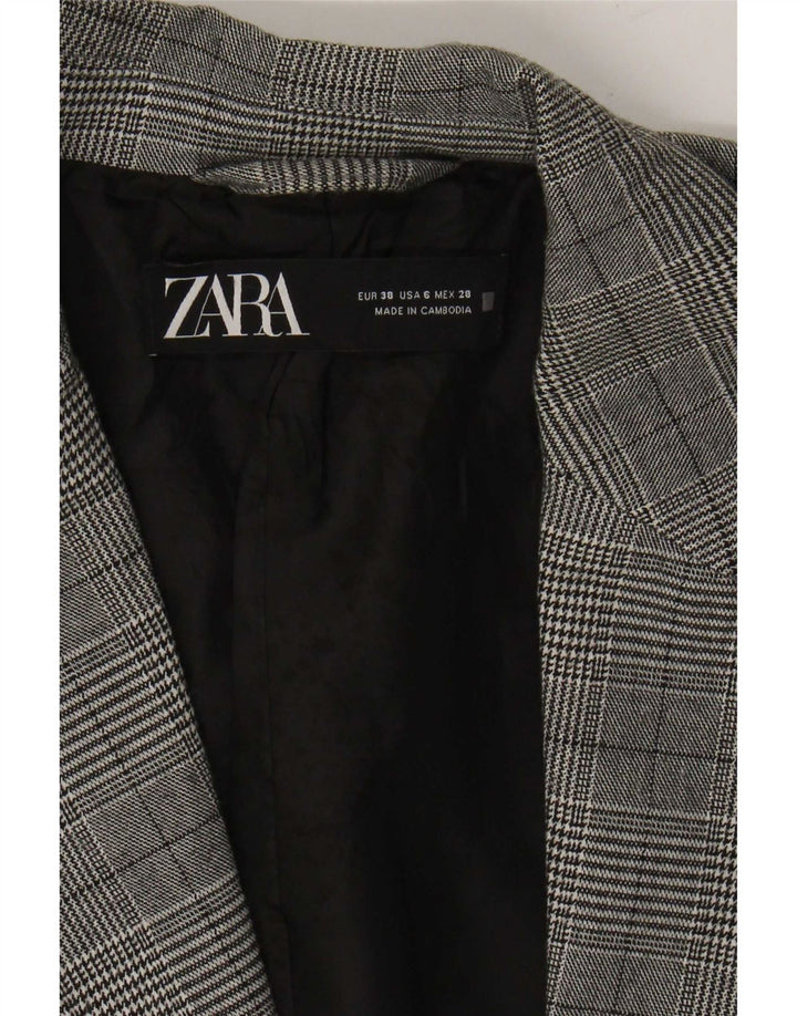 Zara Damen 1-Knopf-Blazerjacke EU 38 Kleiner grauer Hahnentritt