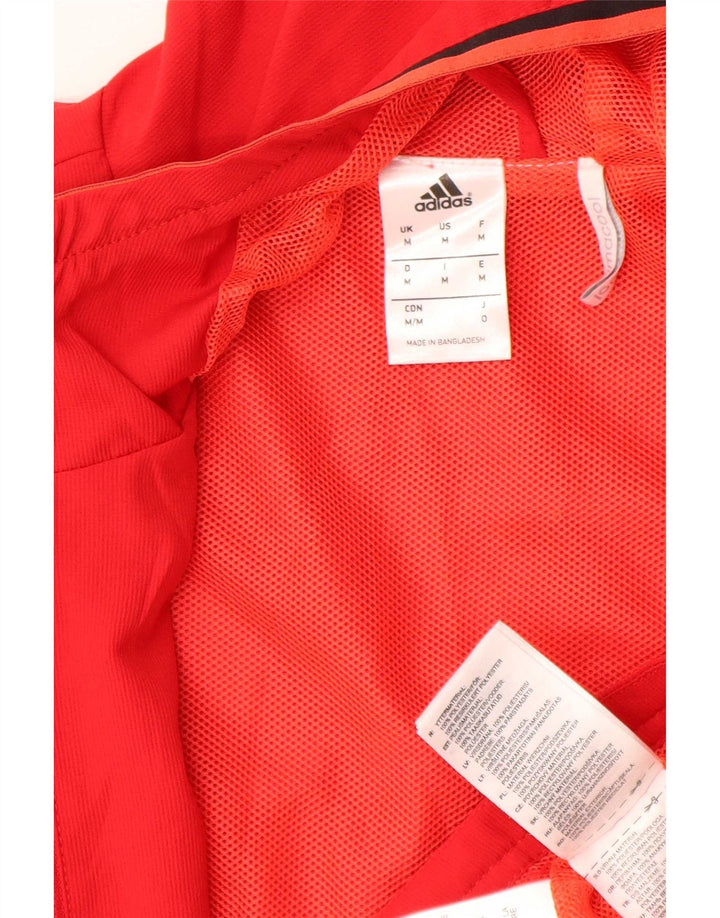 Adidas Herren Climacool Graphic Kapuzen-Regenjacke UK 38 Mittelrotes Polyester