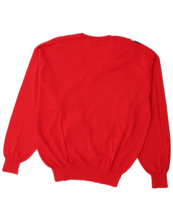 DALMINE Herren-Pullover mit V-Ausschnitt IT 54 XL Rot gestreifte Schurwolle