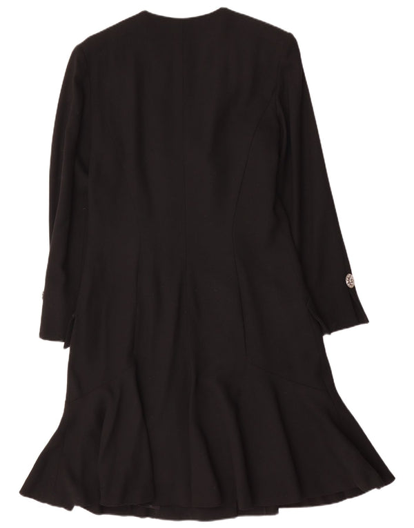 Soprano Damen Langarm-Hemdkleid UK 14 Mittelschwarze Wolle