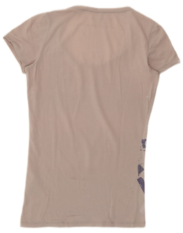 Guess Damen Grafik-T-Shirt-Oberteil UK 6 XS Graue Baumwolle