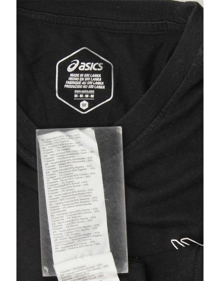 Asics Herren Grafik-T-Shirt-Oberteil aus mittelschwarzer Baumwolle