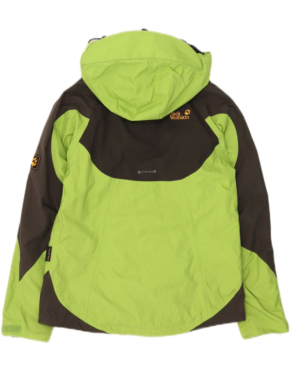 Jack Wolfskin Damen Regenjacke mit Kapuze UK 12/14 Mittelgrüner Farbblock